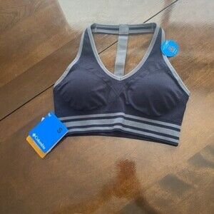 Columbia Performance  Sports Bra, Removable Cups Black Elastic Back S New